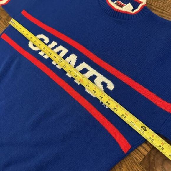 New York Giants Barrel sweater Large 1990s VTG Rare USA made Blue Red White MINT - Picture 7 of 8